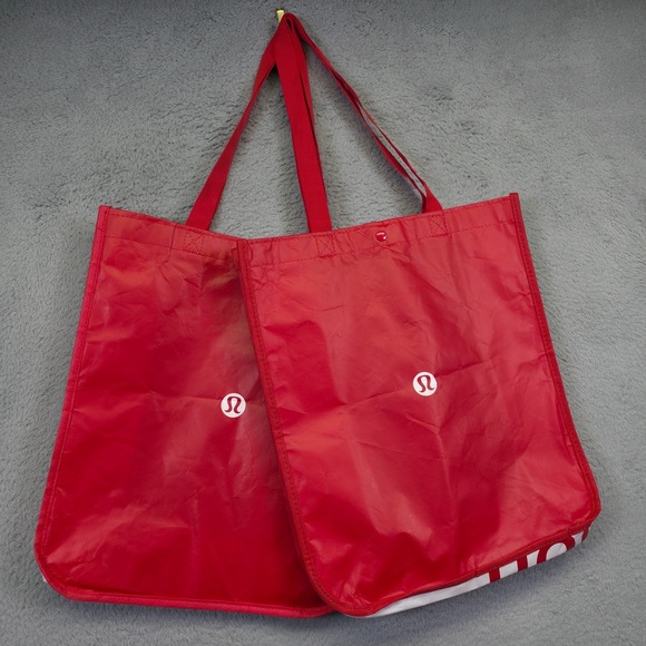 lululemon athletica Handbags - Lululemon Tote Lot of 2 Red White Christmas Holiday Reusable Shopping Gym Yoga